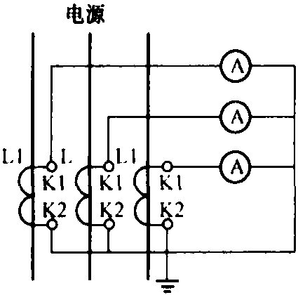九、三只电流表经电流互感器测量三相线电流的接线